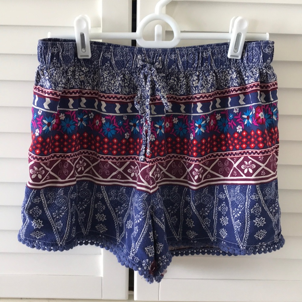 Hollister small boho beach shorts blue